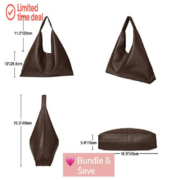 Oversized Vegan Leather Tote Bag for Women Work Travel Hobo Purse - Picture 5 of 8